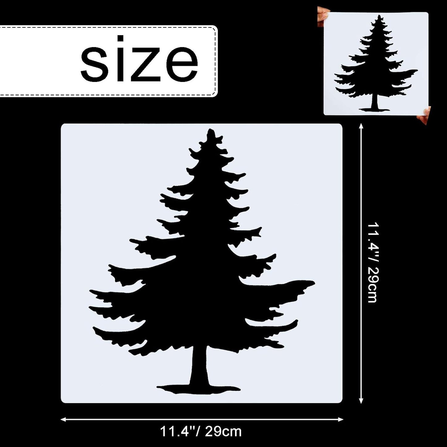 8 Pieces Pine Tree Stencils Art Painting Templates Stencils for Painting on Wood Winter Holiday DIY Wall Floor Decor Supplies (11.4 x 11.4 Inch)
