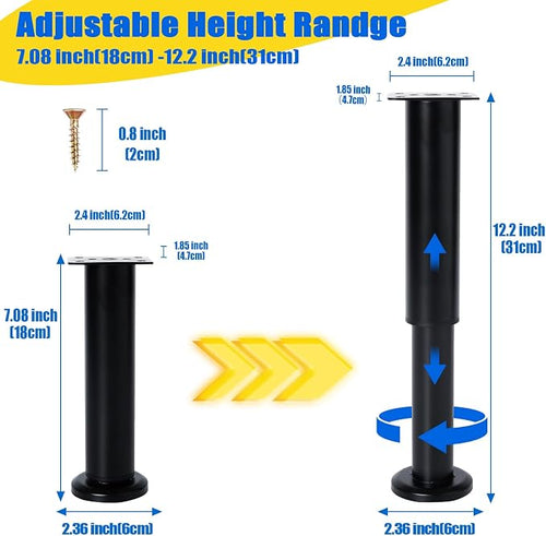 4 PCS Adjustable Height Bed Support Legs - Image 2