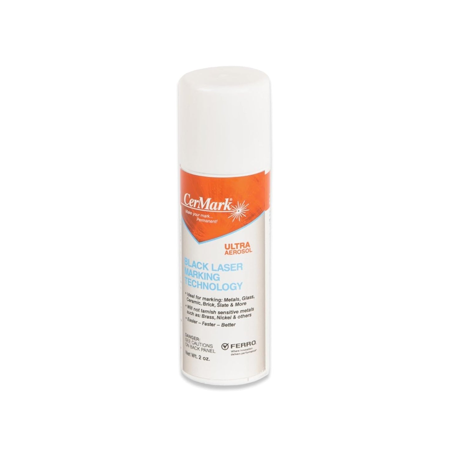 Cermark Ultra Aerosol Spray 2oz for Black Laser Marking. Great for Stainless, Glass, Slate, Metal, & Ceramic. Bonding Adhesive (2oz) (1)