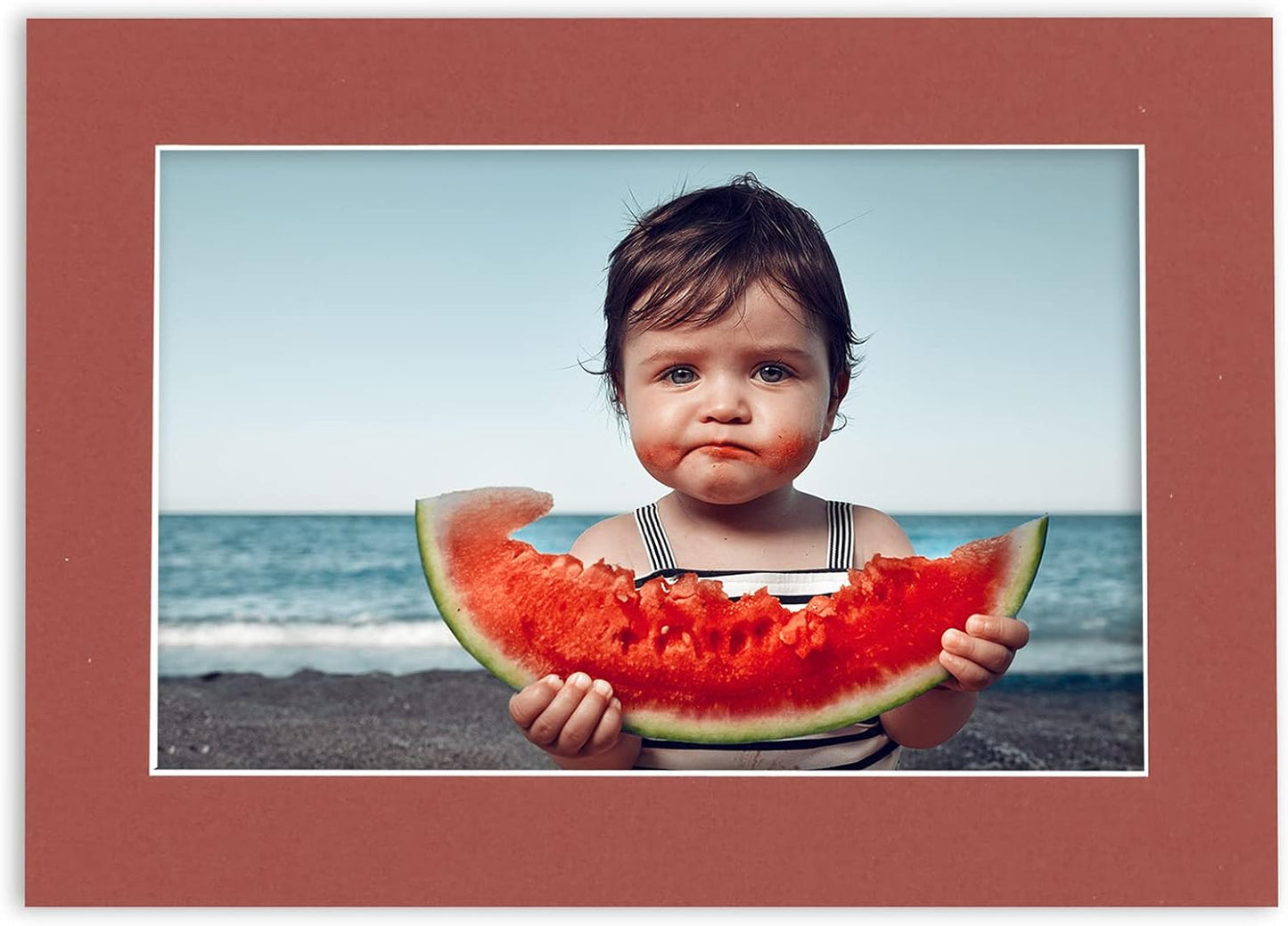 8x10 Mat Bevel Cut for 5x8 Photos - Acid Free Brick Red Precut Matboard - For Pictures, Photos, Framing - 4-ply Thickness