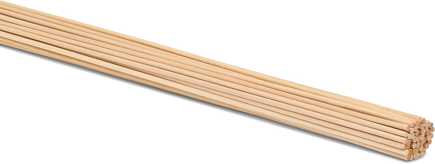 Woodpeckers 1/8 Inch x 12 Inch Birch/Poplar Wood Dowels, Pack of 50, Craft-wood Dowel Rods