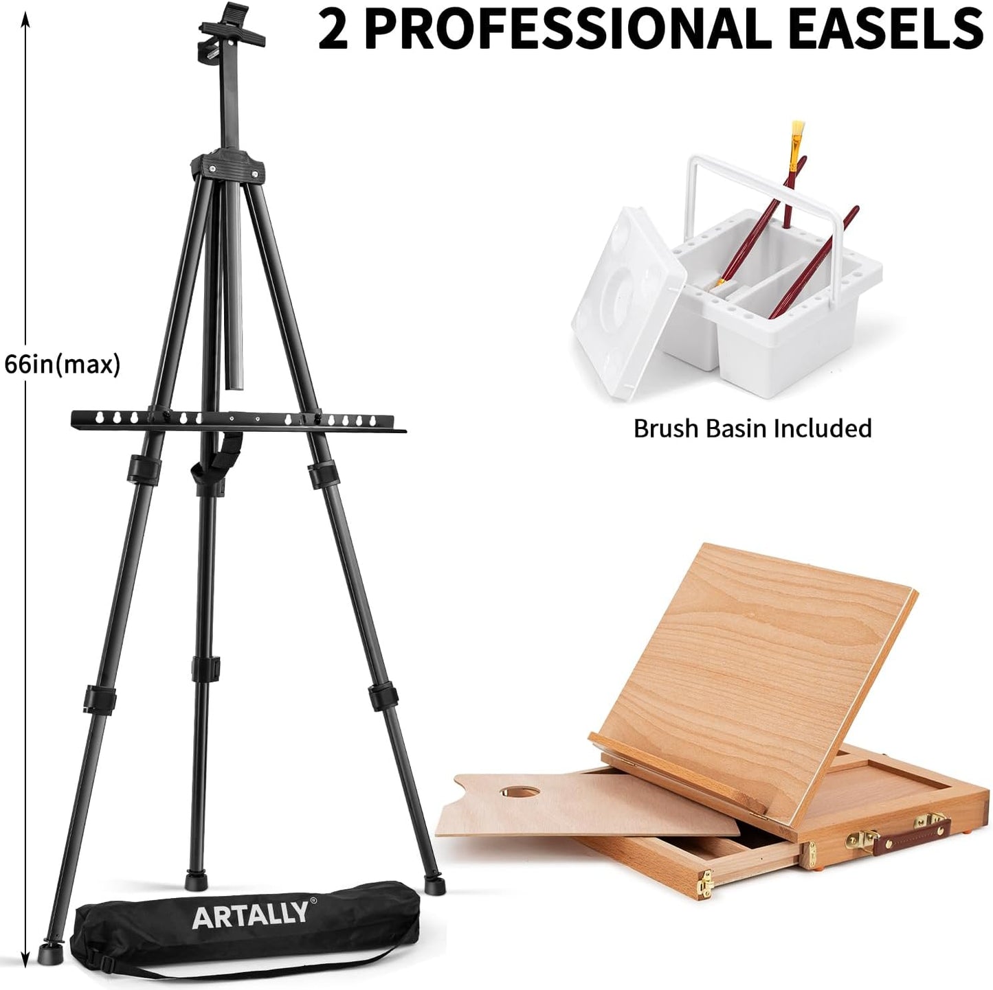 179Pcs Professional All-in-One Art Painting Kit with Aluminum & Beech Wood Easel, 96 Acrylic, Watercolor & Oil Paint Set, Complete Art Supplies Painting Set for Adults, Artists, Beginners