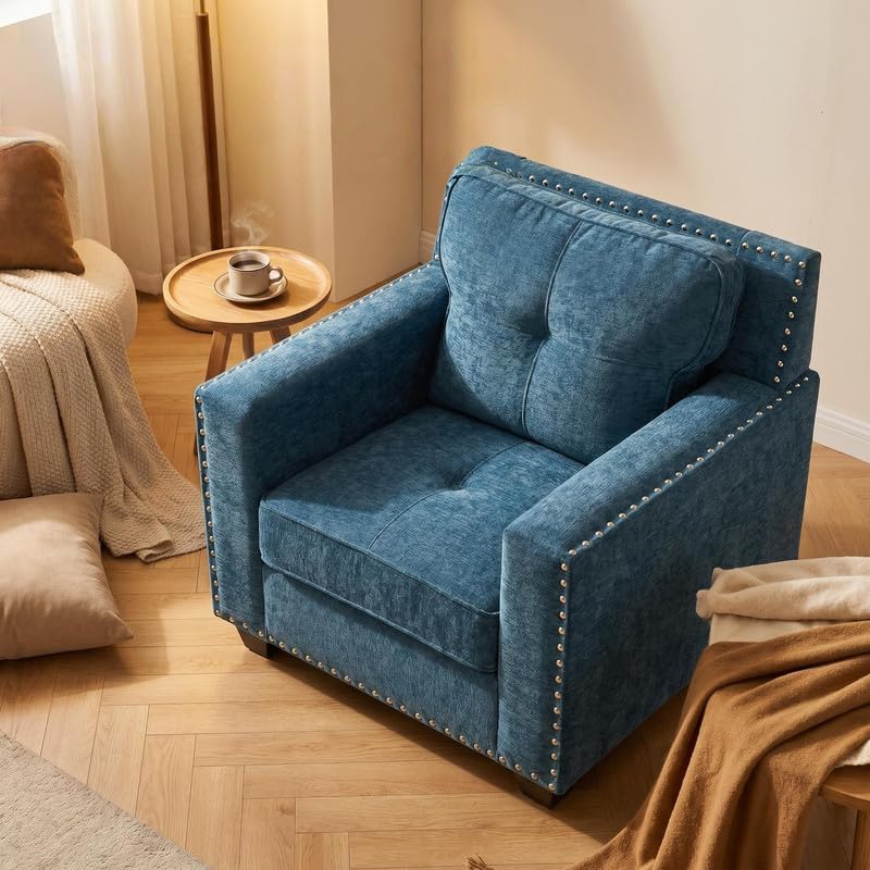 Modern Tufted Fabric Accent Chair, Upholstered Armchair by SCHUTEO