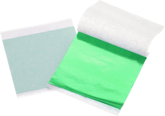 uxcell 100pcs Leaf Sheets, 3.5" x 3.5" Foil Sheets Paper Sheets for DIY Crafts Painting Nails Resin Furniture Decoration(Light Green)