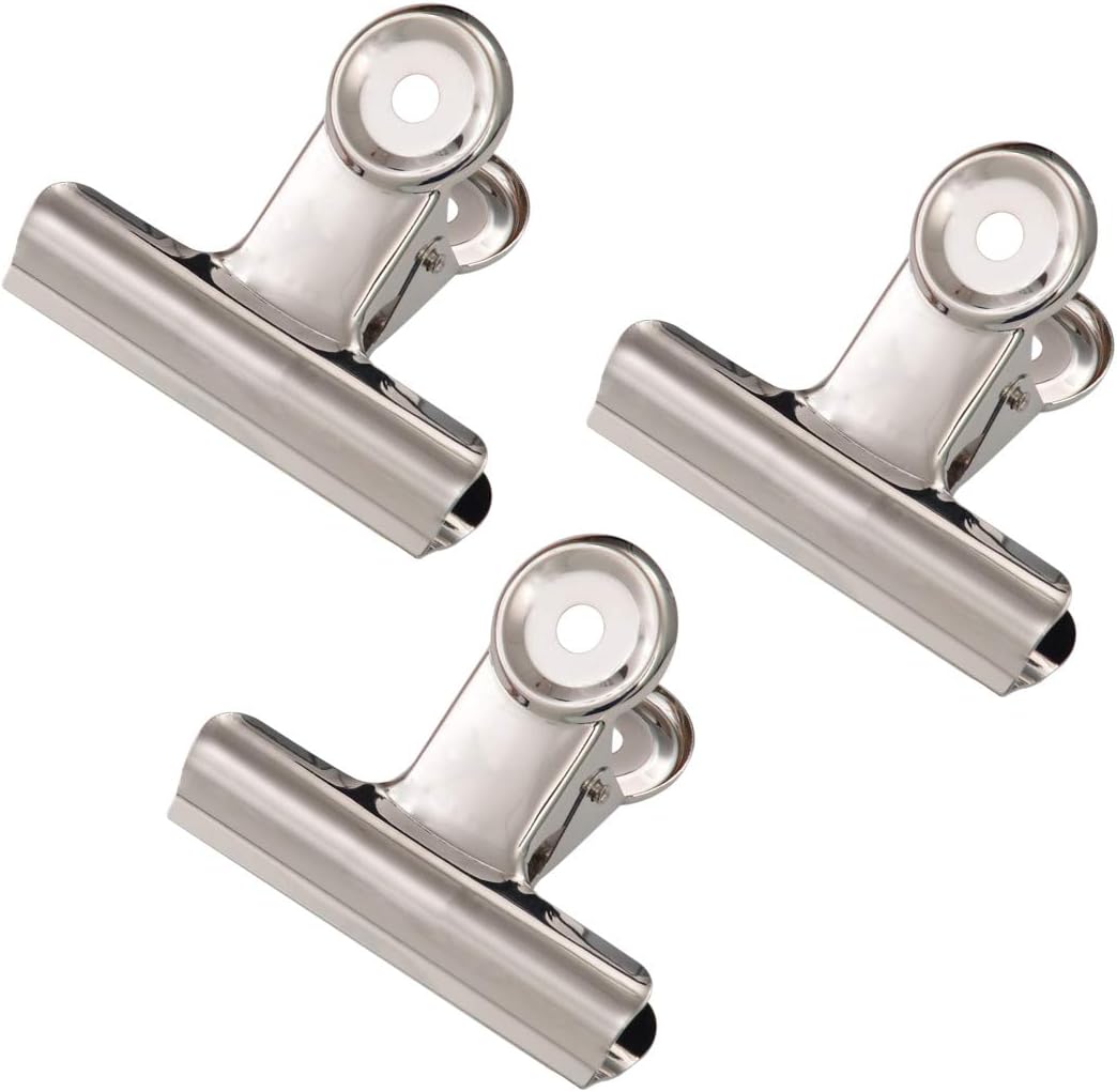 Coideal Silver Metal Hinge Clips - 20 Pack 2 Inch Large Bull Binder Paper Clips Clamp for Office Pictures Photos, Kitchen Food Bags (50mm)