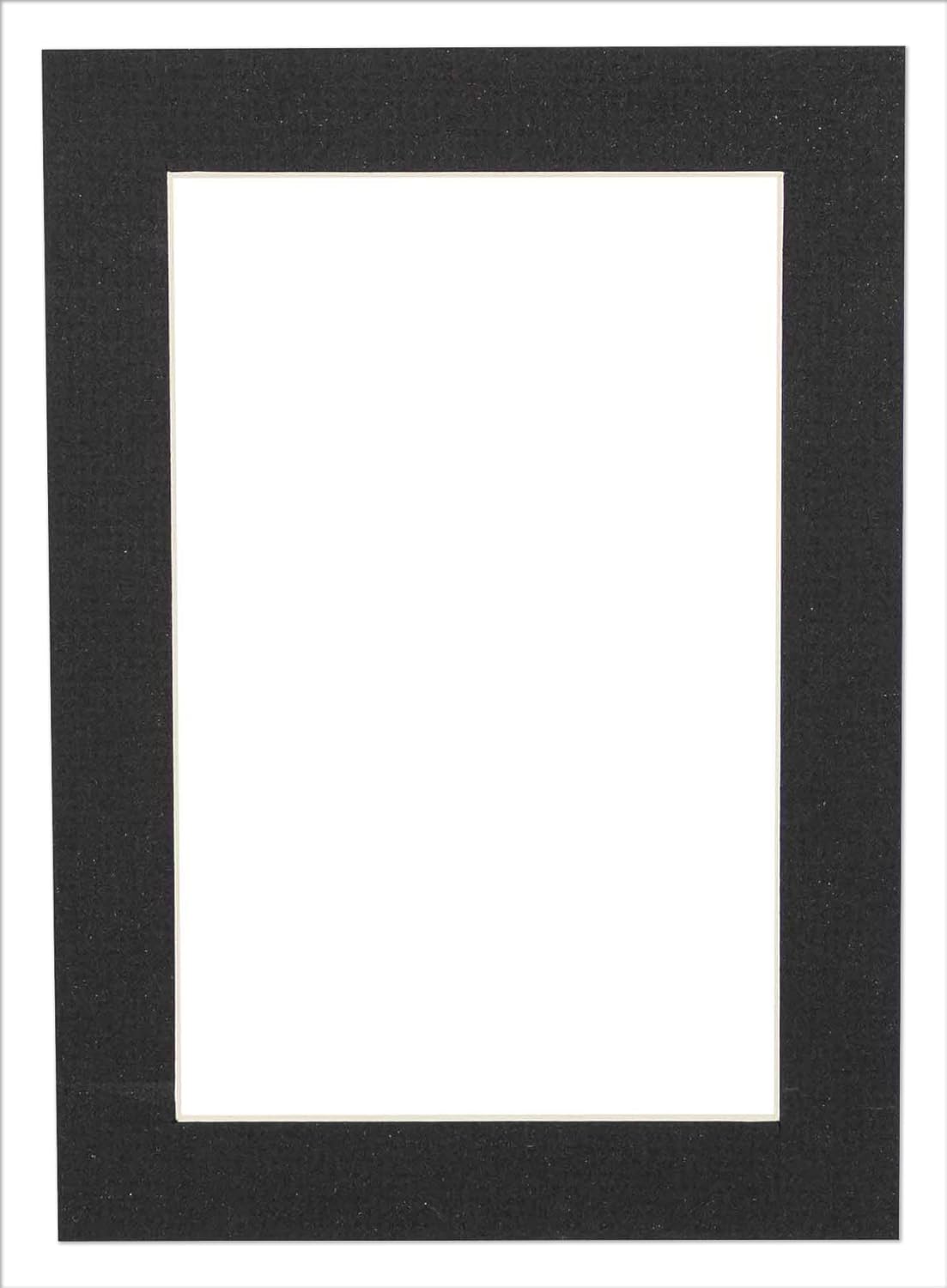 Pack of 25 Acid Free 8.5x11 Mats Bevel Cut for 7x9 Photos - Textured Black Precut Matboards With Backing Boards and Clear Photo Mat Bags For Pictures, Photos, Framing - 4-ply Thickness