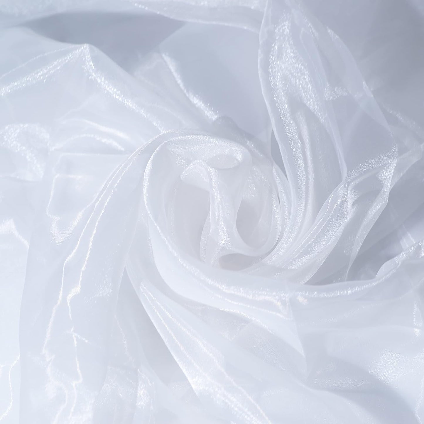 Fynite White Organza Fabric by The Yard | 20 Yard Long | 44" Wide | Bridal Soft Sheer Organza Tulle for DIY Wedding Dress Fashion Craft Decorations