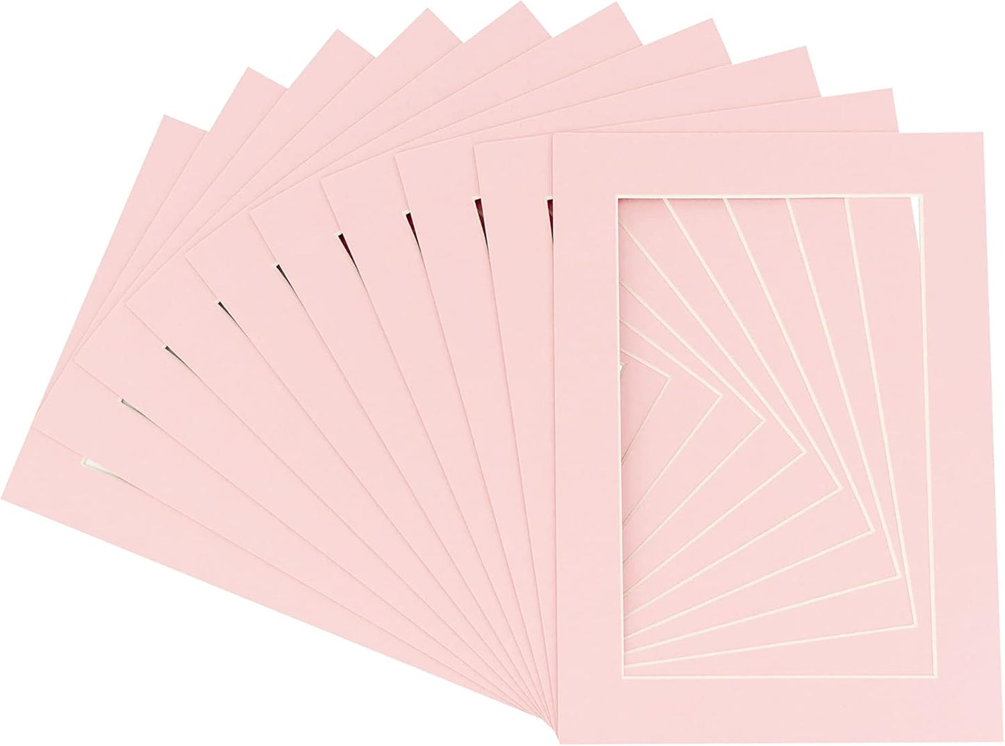 Pack of Ten Acid Free 8.5x11 Mats Bevel Cut for 7x9 Photos - Pink Precut Matboards With Backing Boards and Self Seal Photo Mat Bags For Pictures, Photos, Framing - 4-ply Thickness