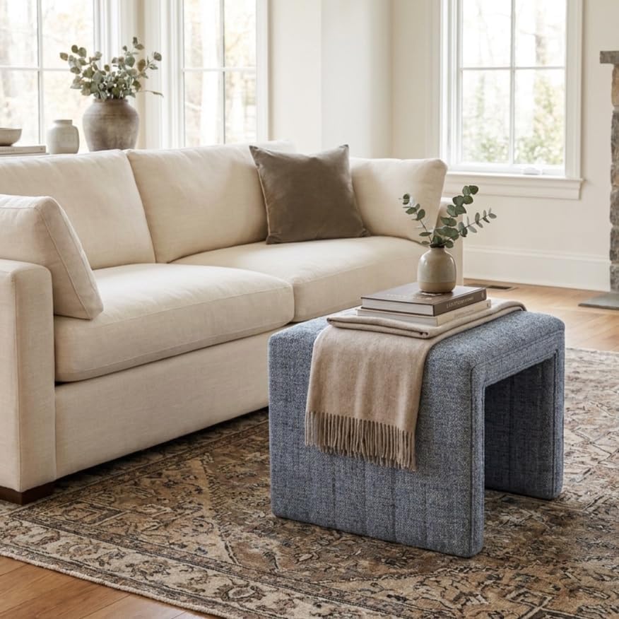 HomePop 19" Modern Waterfall Ottoman - Image 2