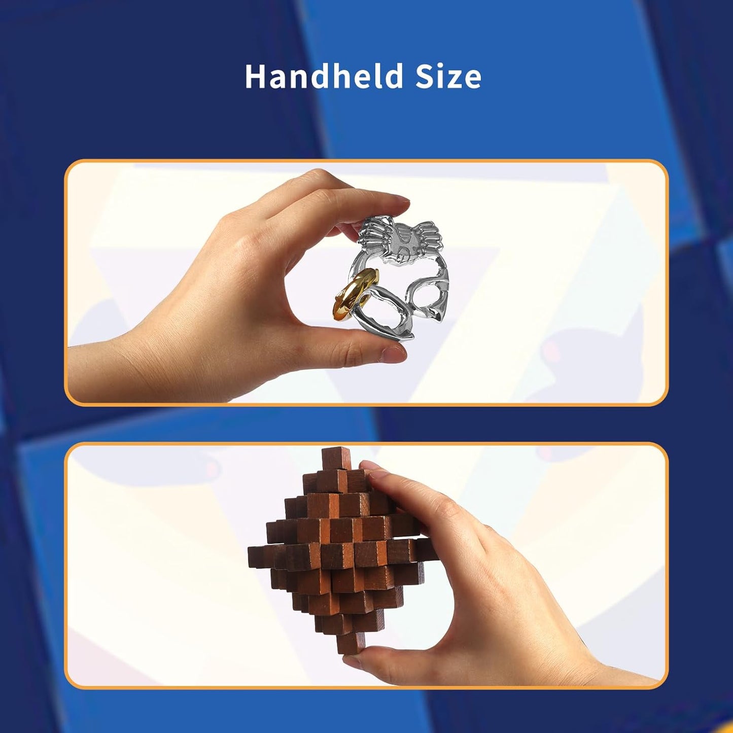 9pcs Retro Wooden and Metal Puzzles Bulk Gift for Kids, Teens, and Adults Unlock Interlock Brain Teaser Toys Game.