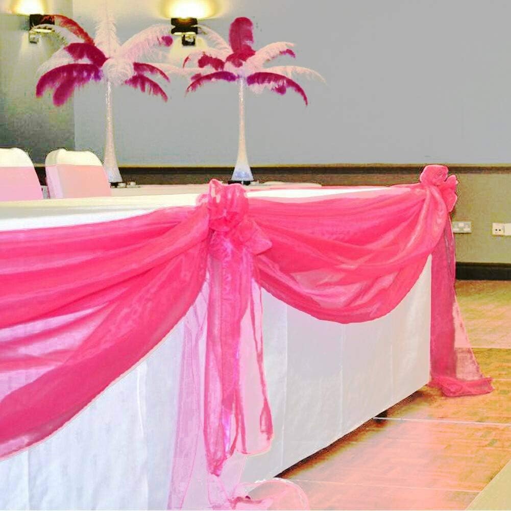 Crystal Organza Tulle Sheer Fabric Backdrop Curtains for Wedding Baby Shower Birthday Party Event Decor, 19” by 30 Yard (Pink)