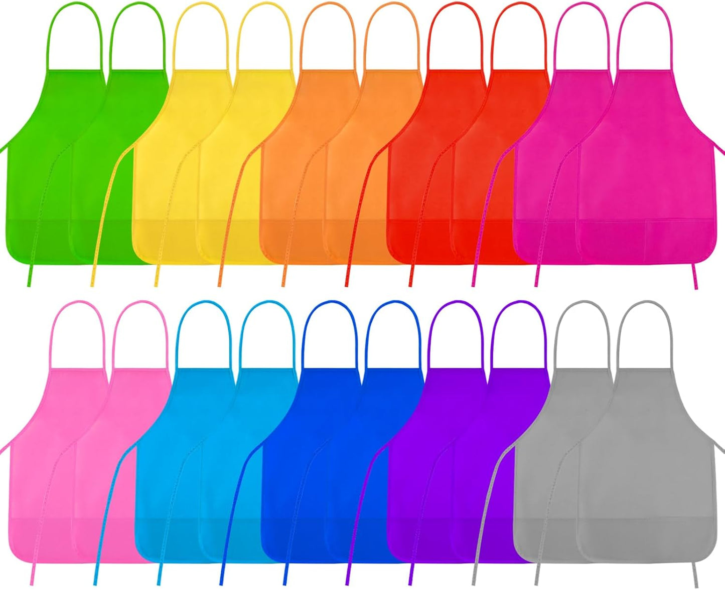 NACHLYNN 10/20/30 Pcs Kids Painting Apron Kid Art Aprons Toddler Paint Apron Smock with 2 Pockets for Cooking Painting Craft