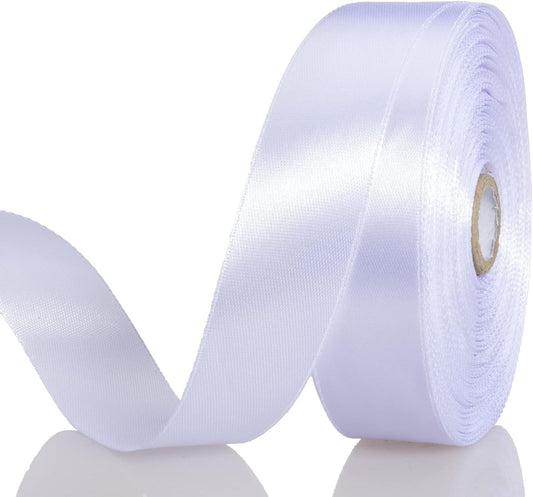 1 Inch White Solid Satin Ribbon, 50 Yards Craft Fabric Ribbon for Gift Wrapping Floral Bouquets Wedding Party Decoration