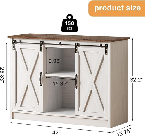 4 EVER WINNER Farmhouse Coffee Bar Cabinet, Coffee Station Cabinet - Image 2