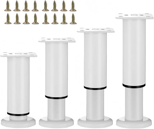 4PCS Adjustable 7.08-12.2 Inch Metal Furniture Legs White Furniture Replacement by SWTOOL