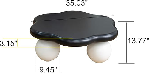 35" Cloud Coffee Table with 3 Ball Legs, Modern Minimalist Petal Center Table - Image 2