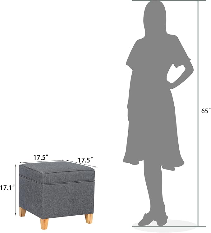 Adeco 17.5" Square Fabric Ottoman - Image 2