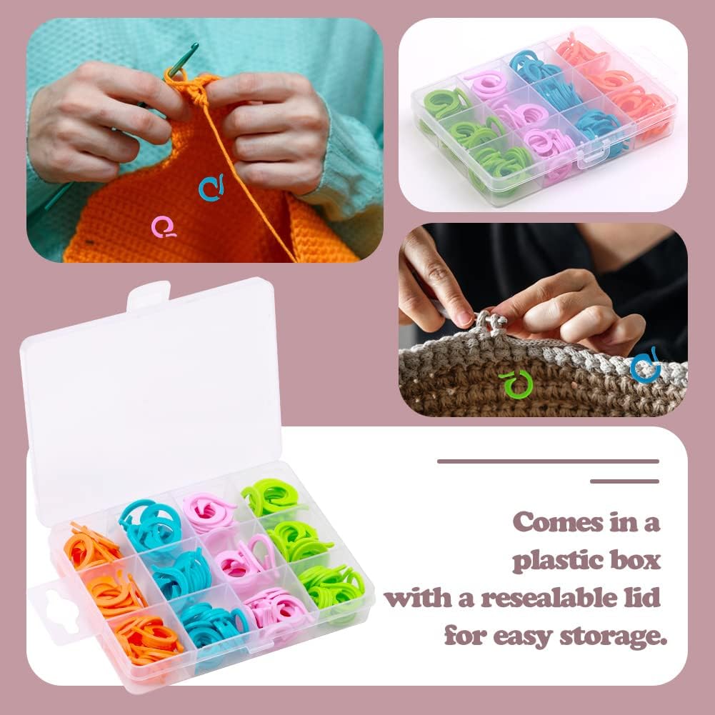 LUNARM Stitch Markers for Crocheting with Plastic Box, 80 Pcs Small and 80 Pcs Large Open Knitting Markers Rings for DIY Handmade Crafts