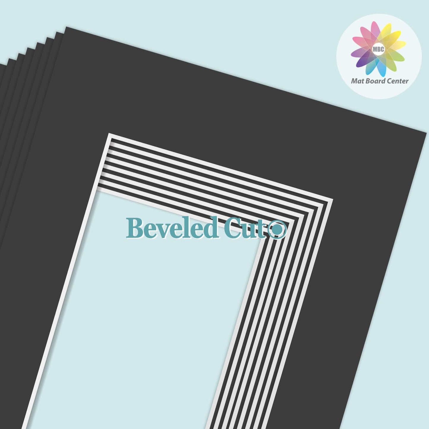 MBC Mat Board Center, 10 Pack 5x7 for 3.5x5 Black Picture Mats Frame Mattes, Bevel Cut, Acid Free, 4-ply Thickness