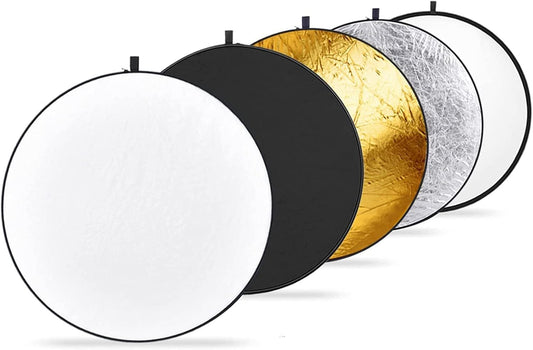 NEEWER 22 Inch/60 Centimeter Light Reflector Light Diffuser 5 in 1 Collapsible Multi Disc with Bag - Translucent, Silver, Gold, White, and Black for Studio Photography Lighting and Outdoor Lighting
