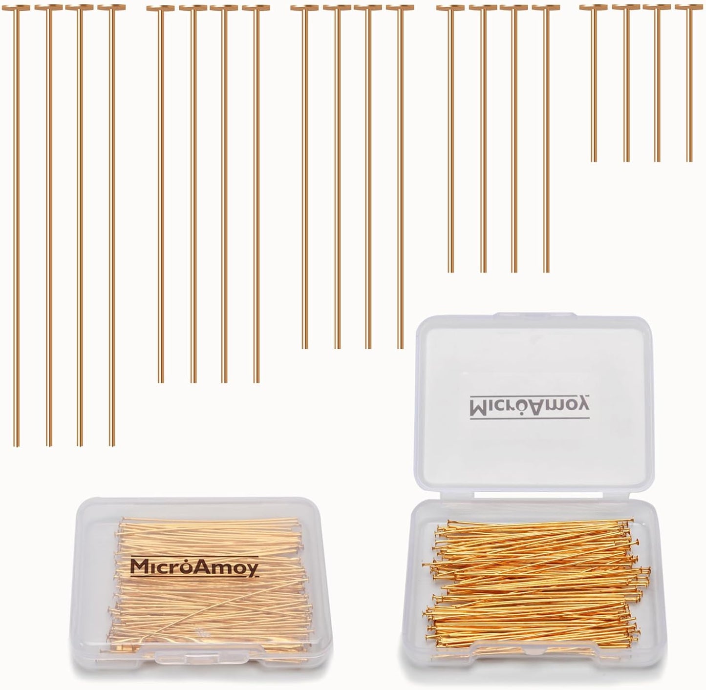 150pcs 18K Gold Filled Flat Head Pins Non Tarnish Craft Earring Bracelet Jewelry Making Accessories Supplies (30mm (1.18in), Gold-Flat Head Pin)