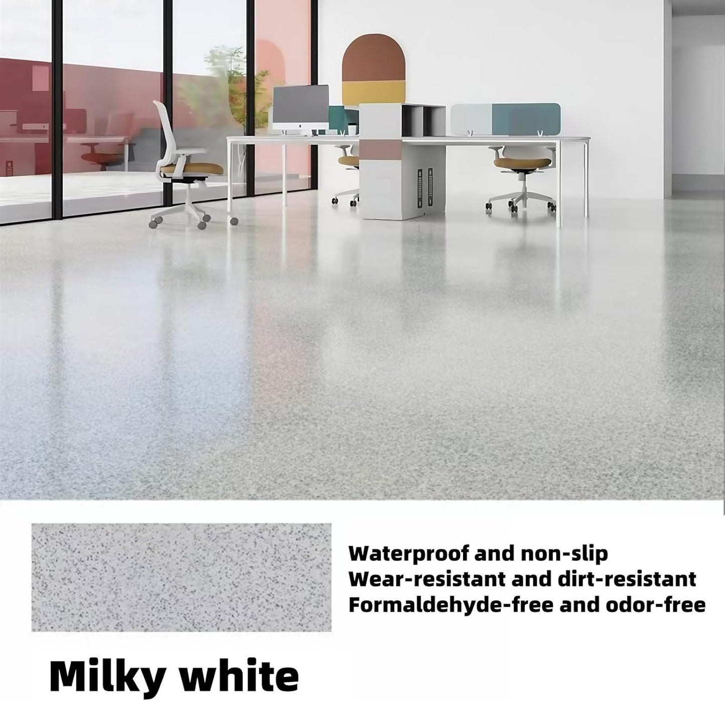 Epoxy Colored Sand Floor Paint, Epoxy Floor Paint High Gloss Marble Effect Coating for Indoor and Outdoor, Wear-resistant and non-slip Self-leveling Coating White 176OZ(5KG)