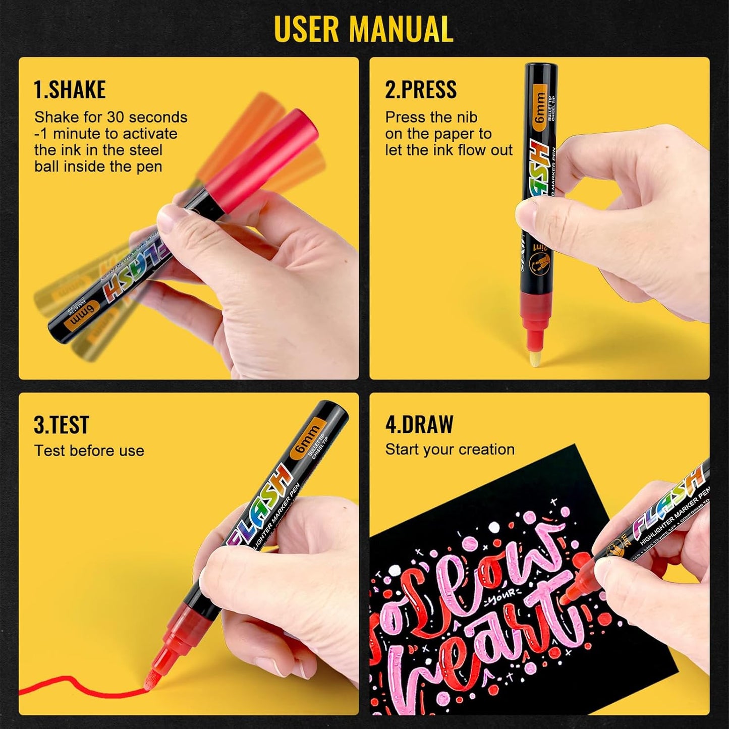 SFAIH Liquid Chalk Markers - 24 Colors 0.7-1mm Fine Tip, Non-Toxic Chalk Pens for Chalkboard Calendar, Acrylic, Glass, Menus, Labels, Signs, Wet Wipe, Zero Dust, Ideal for Home, Business or Bistro