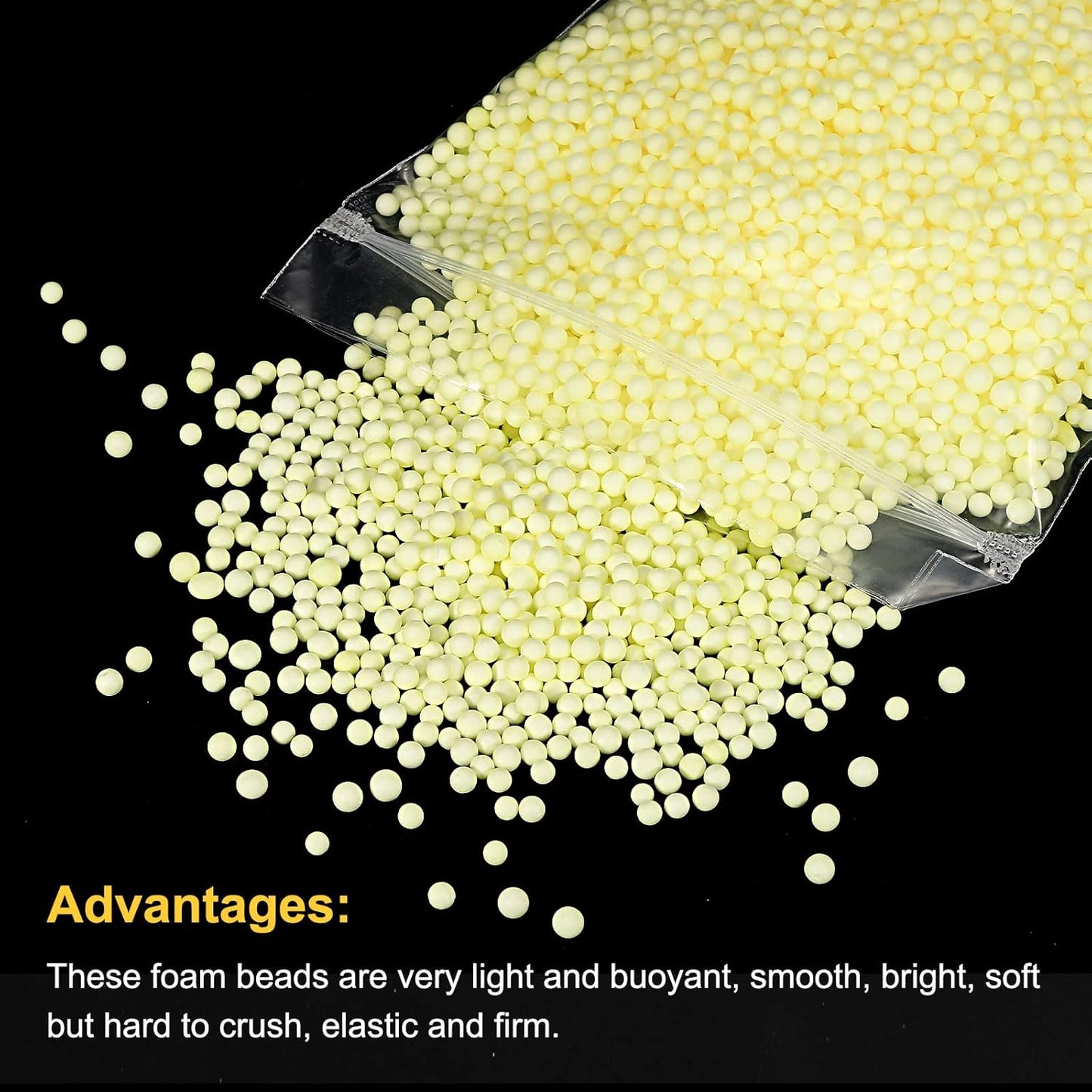 MECCANIXITY Foam Beads Foam Balls 4-6mm for Wedding and Party Decorations, Tiny Packing Balls, Arts DIY Crafts Supplies (Yellow,1 Pack Approx 5000pcs)