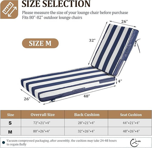 80x26x4in Lounge Cushions for Outdoor Furniture, Outdoor Lounge Chair Cushions - Image 2