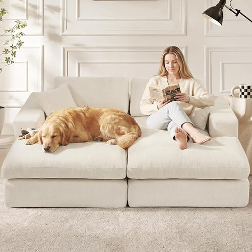 80.7" Oversized Double Chaise Lounge Chair Indoor, Cloud Boneless Sleeper Sofa - Image 2