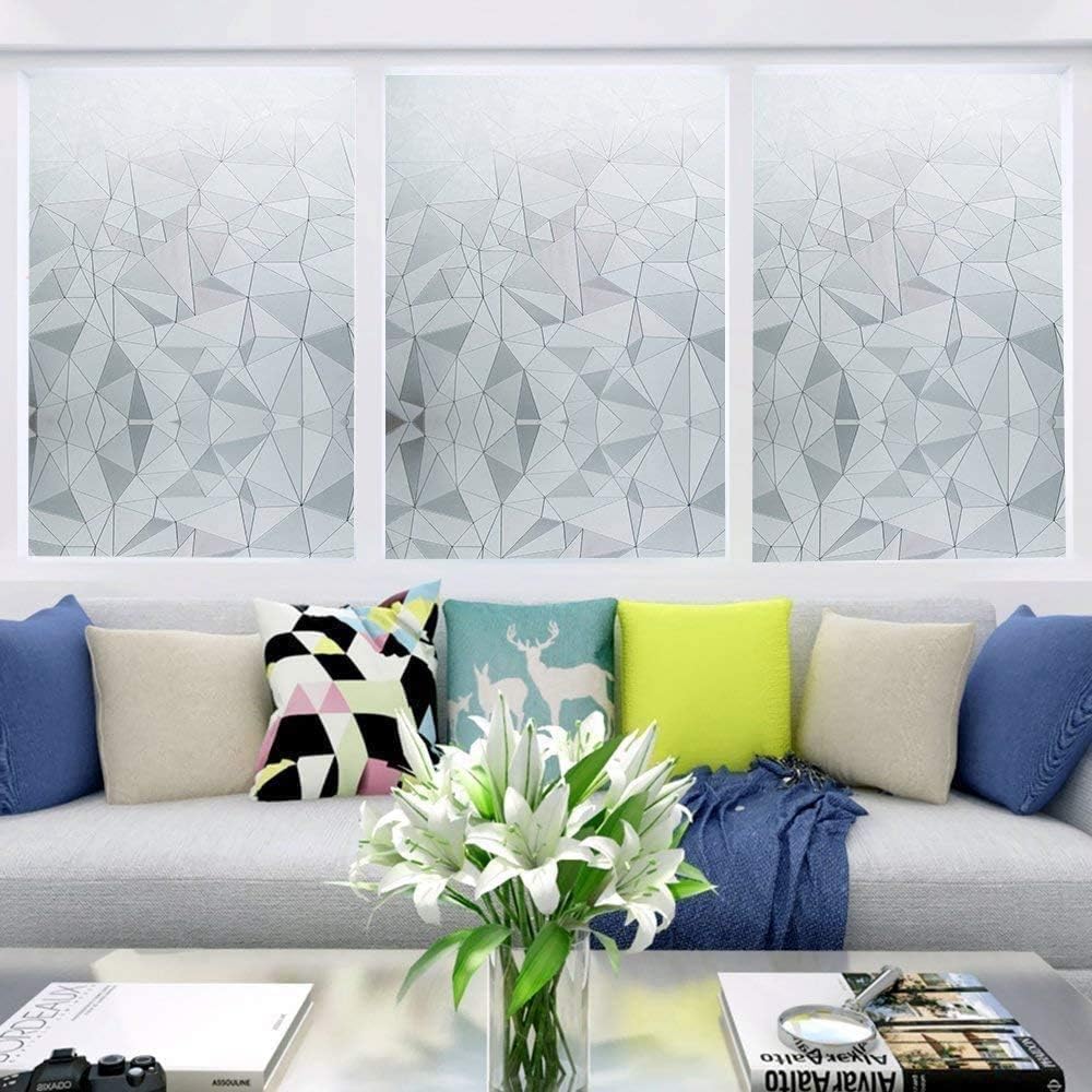 Niviy 3D No Glue Static Cling Window Films Privacy Cut Glass Window Sticker for Bathroom Office Kitchen Window Decor 35.4"x 118"