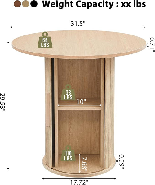 31.5" Round Dining Table for 2-4, Modern Farmhouse Kitchen Table - Image 2