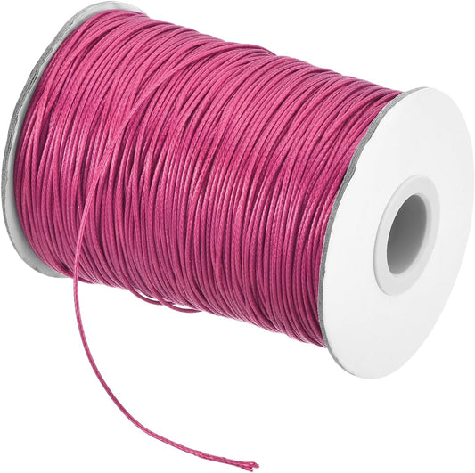 MECCANIXITY Waxed Cord 0.8mm Waxed Polyester Cord 175 Yard Wax String for Bracelet Making,Necklaces, Beading,Jewelry Making and DIY Crafts(Dark Rose Red)