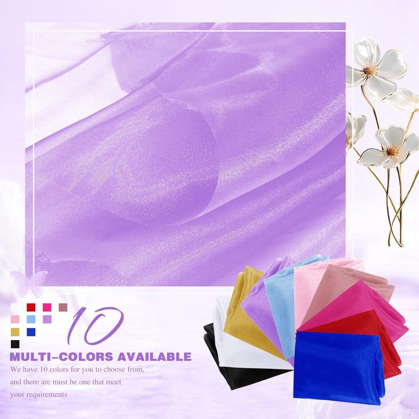 VACVELT Sheer Organza Fabric by The Yard, 60 Inch Wide Light Purple Organza Fabric Bolt Bridal Sheer Tulle Fabric, Silk Organza Fabric Roll for Wedding Party Decorations Backdrop Curtain (2 Yards)