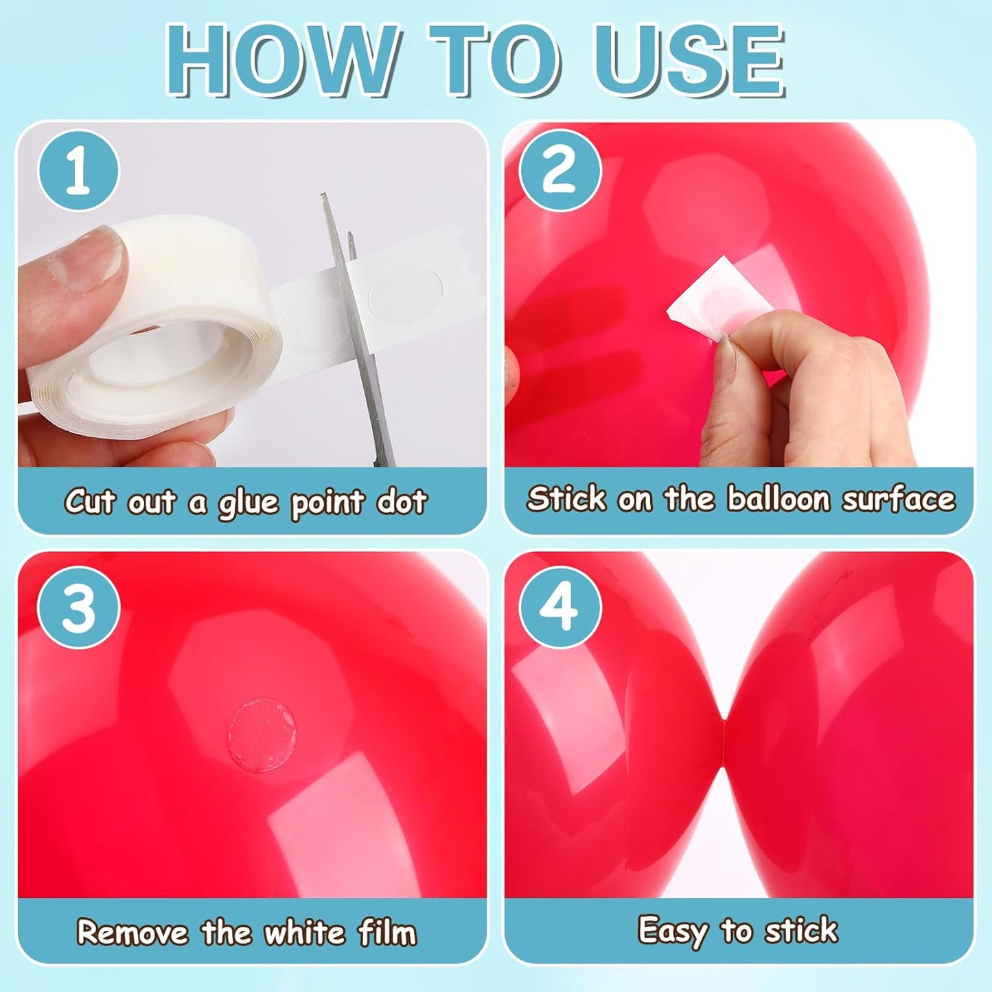 UPINS Glue Points Dots, 800Pcs Balloon Glue Adhesive Dots Double Sided Removable Glue Tape Dots for Balloons Crafts Decoration, 10 mm