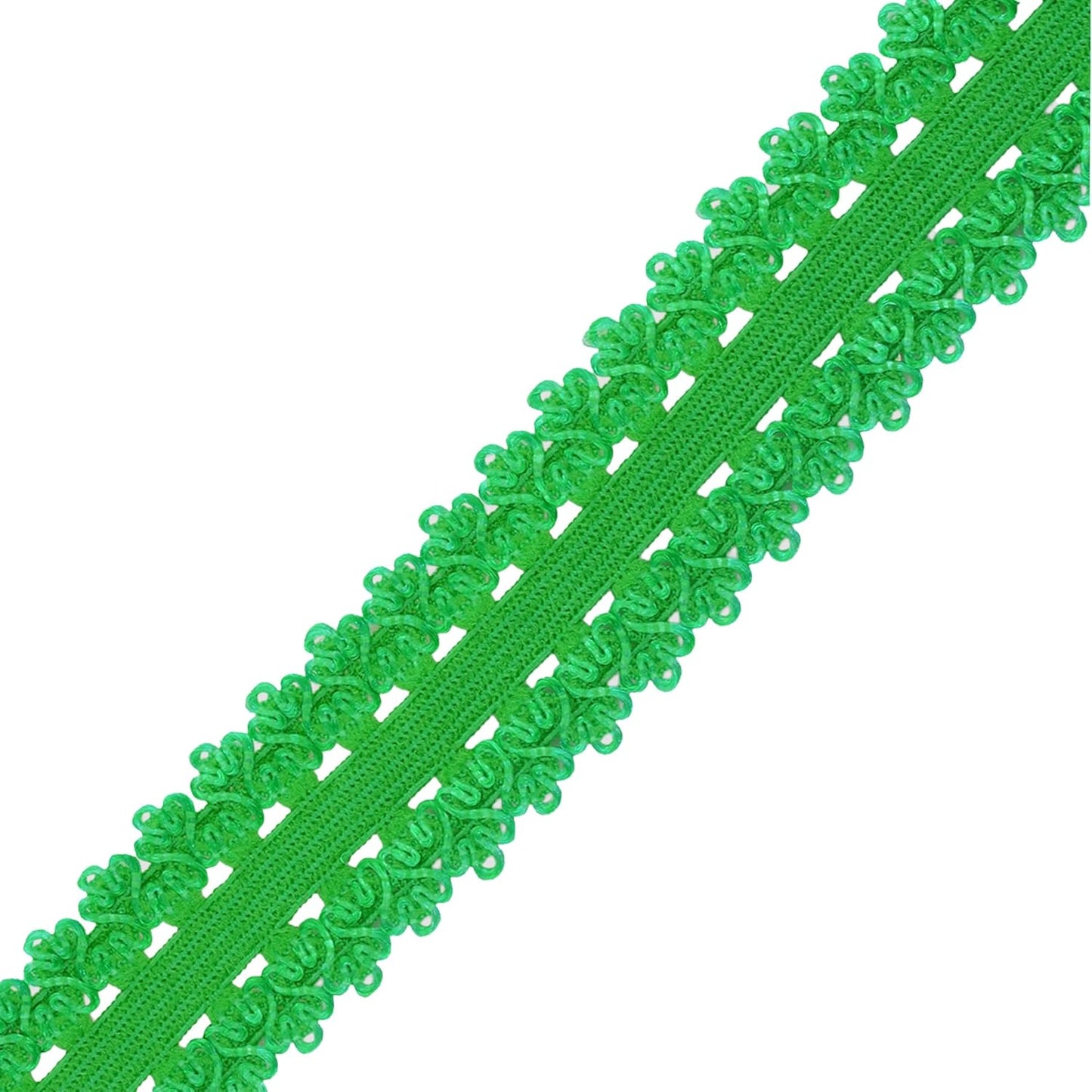 Mandala Crafts Green Stretch Lace Soft Elastic Trim Roll - 55 Yards 1 Inch Wide Stretchy Frilly Picot Ribbon for Sewing Lingerie, Headbands, Underwear, and Crafts