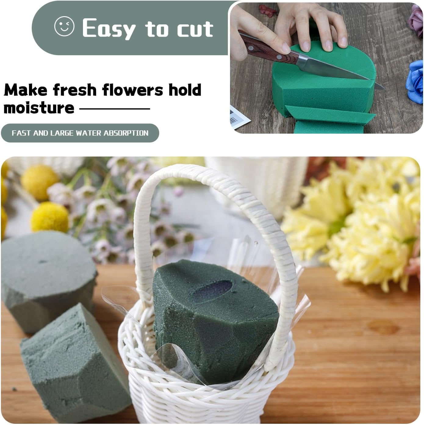 SupKing 8 Pcs Floral Foam Blocks 3.15" Round Green Wet Dry Flower Foam Florist Plant Foam for Fresh Artificial Flower Arrangements