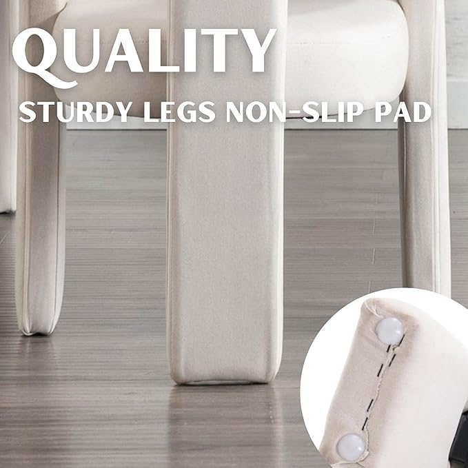 RIVOVA Modern Barrel Dining Chairs Set of 5, Linen Upholstered Accent Side Chair - Image 6