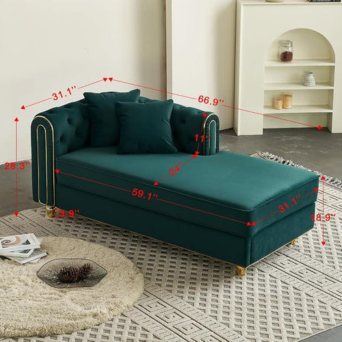 66.9" W Velvet Chaise Lounger - Image 2