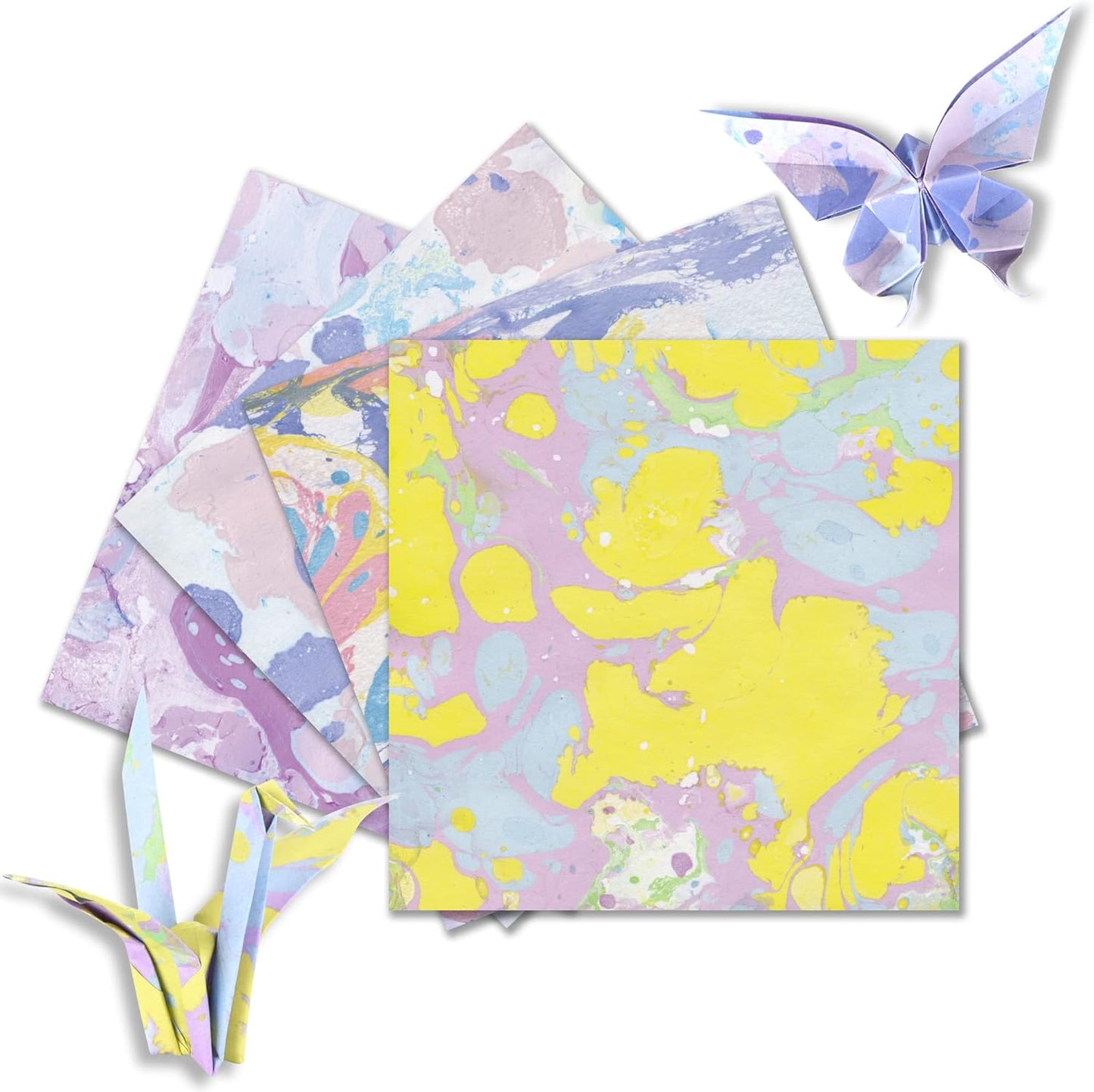 Origami Paper Kit 50 Sheets 6 Inch Square Double Sided Color 10 Vivid Japanese Washi Colors for Hand Crafts Origami Paper Arts Creativity.Watercolor Texture