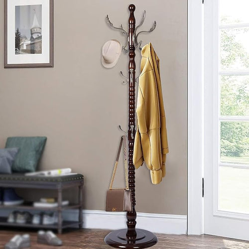 73" Wooden Coat Rack Stand, Coat Racks Freestanding by Unknown