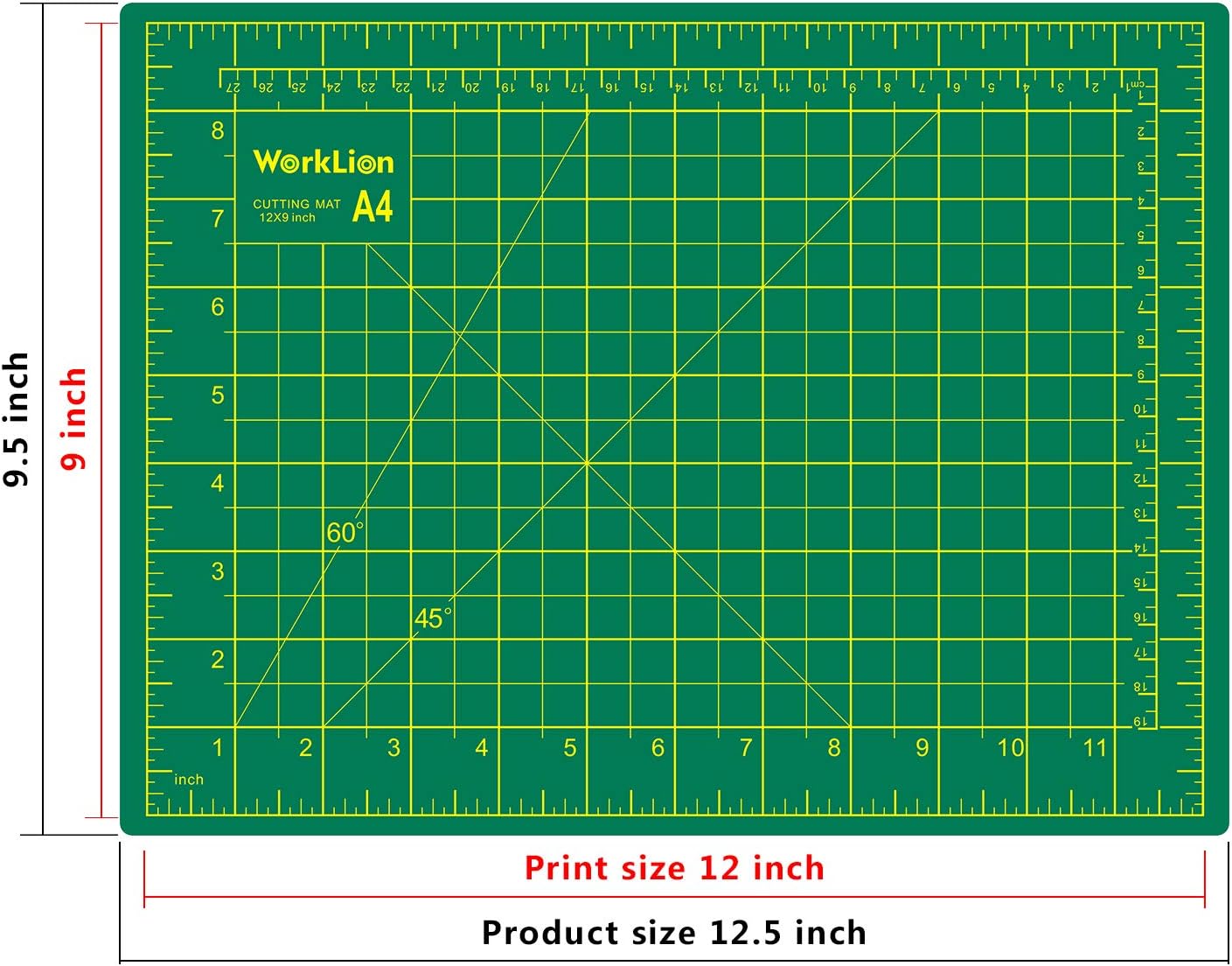 WORKLION Full 9" x 12" Art Self Healing PVC Cutting Mat, Double Sided, Gridded Rotary Cutting Board for Craft, Fabric, Quilting, Sewing, Scrapbooking Project (3 Pack)…
