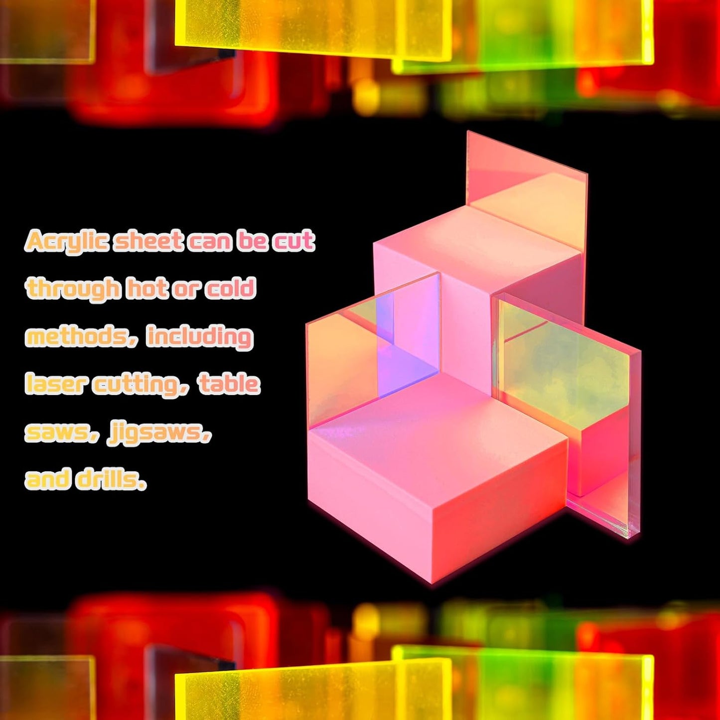 uxcell 3Pcs Acrylic Sheets 8x8 Inch Acrylic Panel 1/8 Inch-3mm Plastic Board for Picture Frames Sign Holders DIY Display Projects Craft, Clear Red