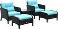 Outsunny 5 Pieces Rattan Wicker Lounge Chair Outdoor Patio Conversation Set by Outsunny