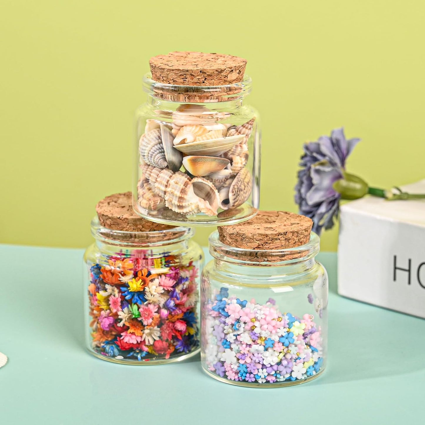 4PCS 50ml Small Empty Glass Bottle with Cork Stopper Storage,Small Glass Bottle Jars for DIY Art Crafts Projects Decoration Party Supplies and Wedding Party Favors