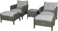Outsunny 5 Pieces Rattan Wicker Lounge Chair Outdoor Patio Conversation Set by Outsunny