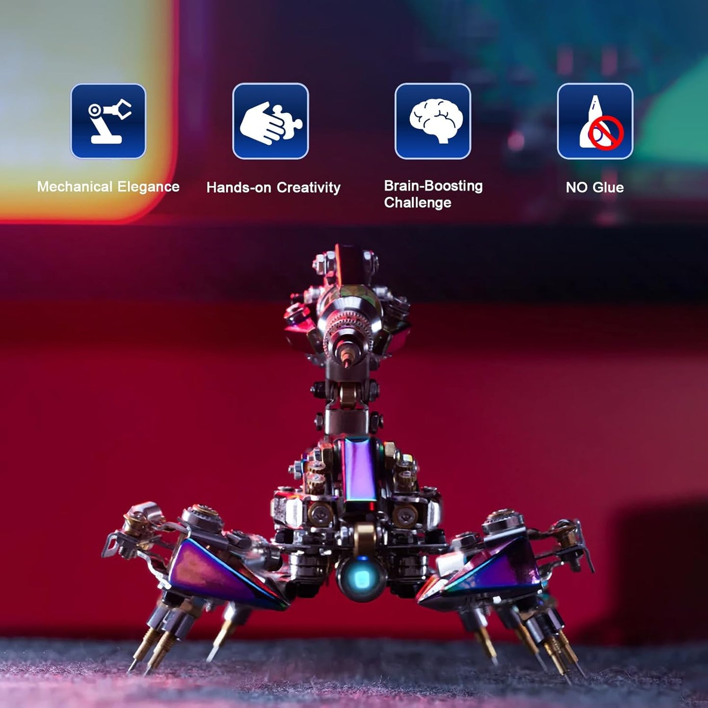 Mostarle Cyberpunk Rage Scorpion 3D Metal Puzzle, DIY Sci-Fi Model with with Glowing LED Core, Magnetic Assembly, Creative Gift & Futuristic Home Décor for Adults & Teens