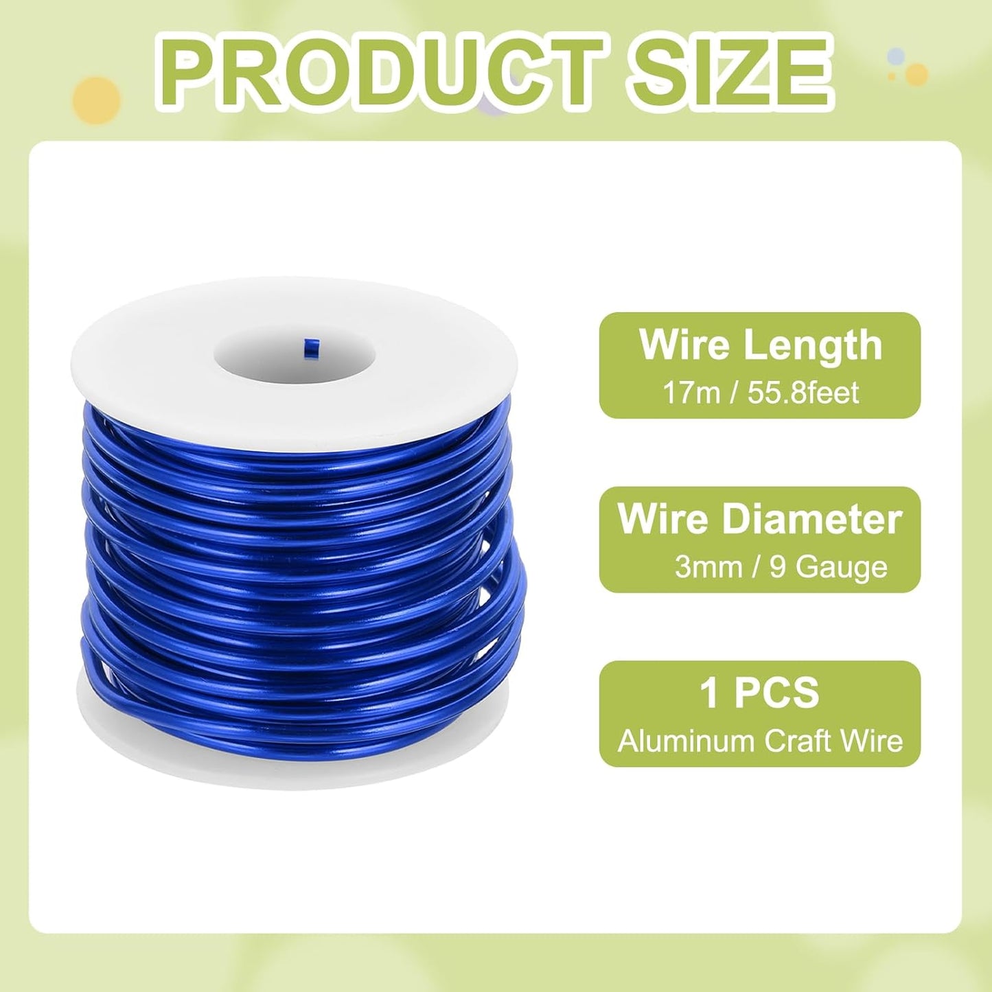 MECCANIXITY 9 Gauge Anodized Aluminum Craft Wire Bendable Bonsai Training Wire 56 Feet 3mm for Sculpting Crafts Wreath Floral Beading Jewelry Making, Dark Blue