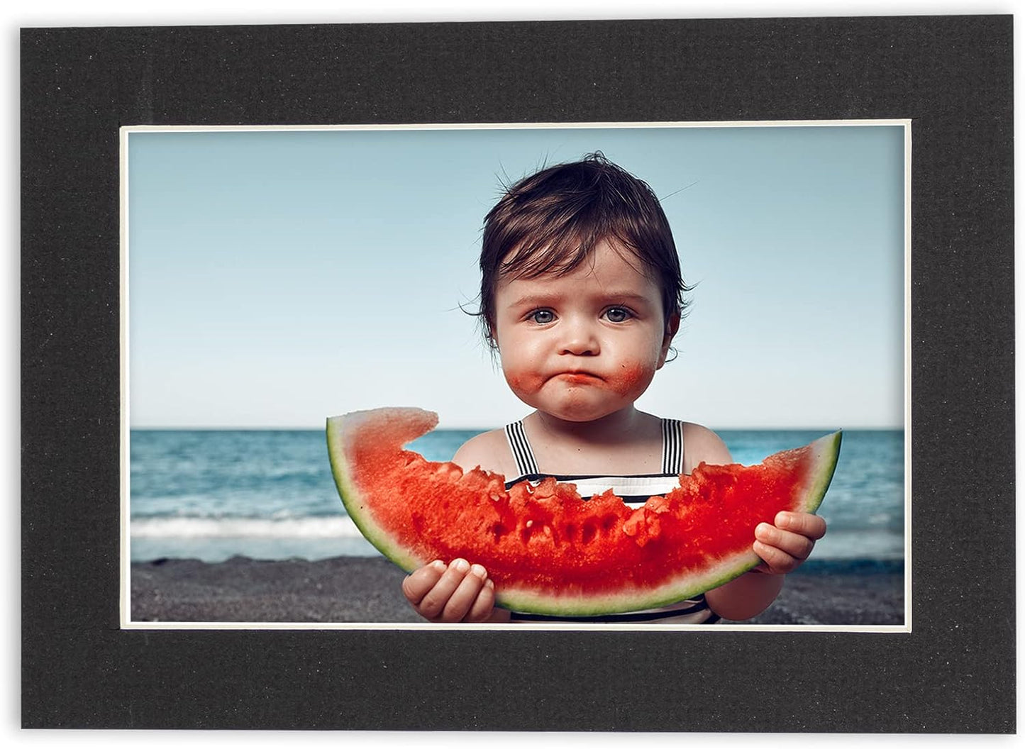 8.5x11 Mat Bevel Cut for 7x9 Photos - Acid Free Textured Black Precut Matboard - For Pictures, Photos, Framing - 4-ply Thickness