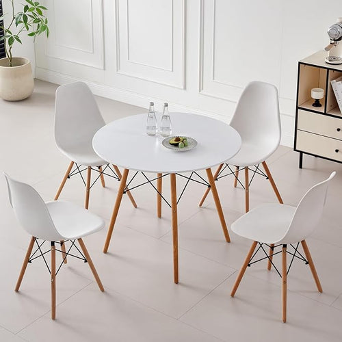 5-Piece Round Dining Table Set, Small 31.5" Kitchen Table Chairs Set of 4 Space - Image 2
